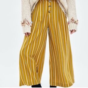 Zara Striped Mustard Wide-Leg Pants